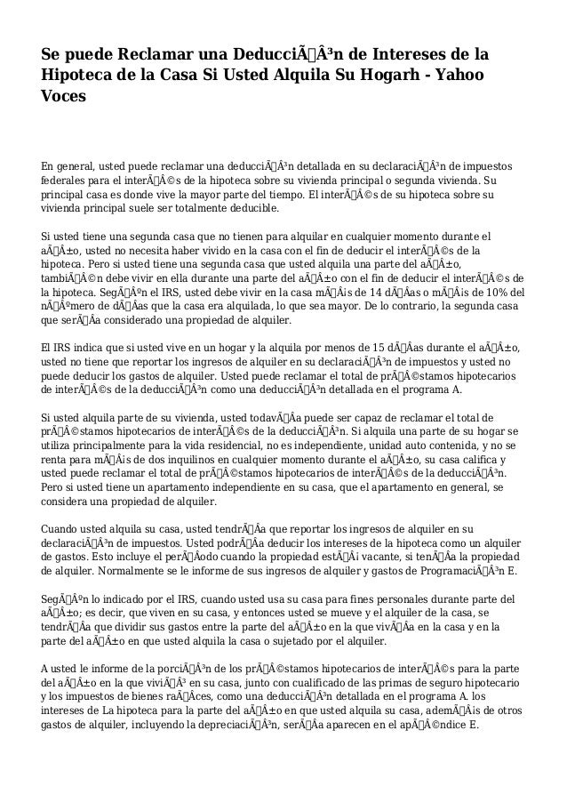INTERESES DE UNA HIPOTECA intereses de una hipoteca: