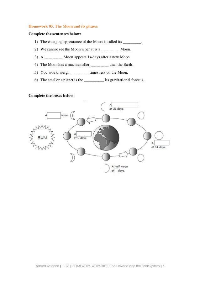 Science Homework Sheets