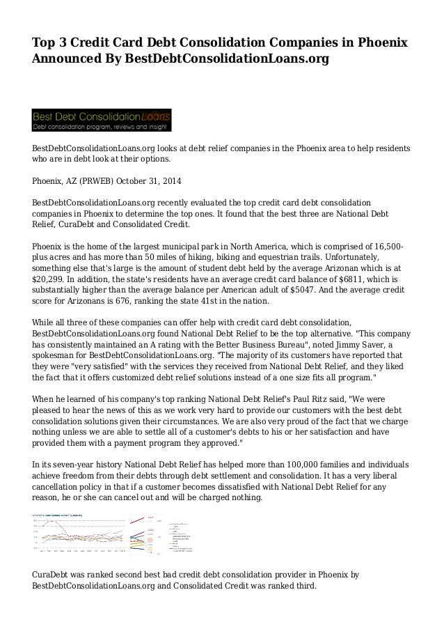 Top 3 Credit Card Debt Consolidation Companies in Phoenix Announced B⦠Top 3 Credit Card Debt Consolidation Companies in Phoenix Announced Bâ¦
