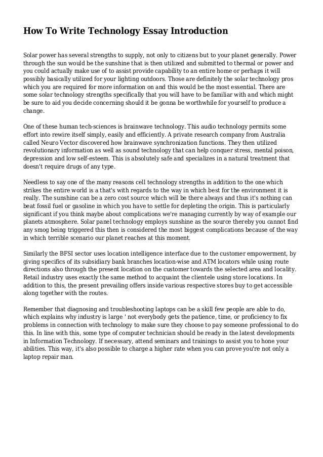 how to write technology essay introduction future technology essay