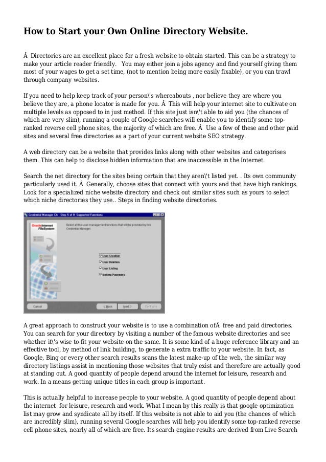 How to Start your Own Online Directory Website. How to Start your Own Online Directory Website.