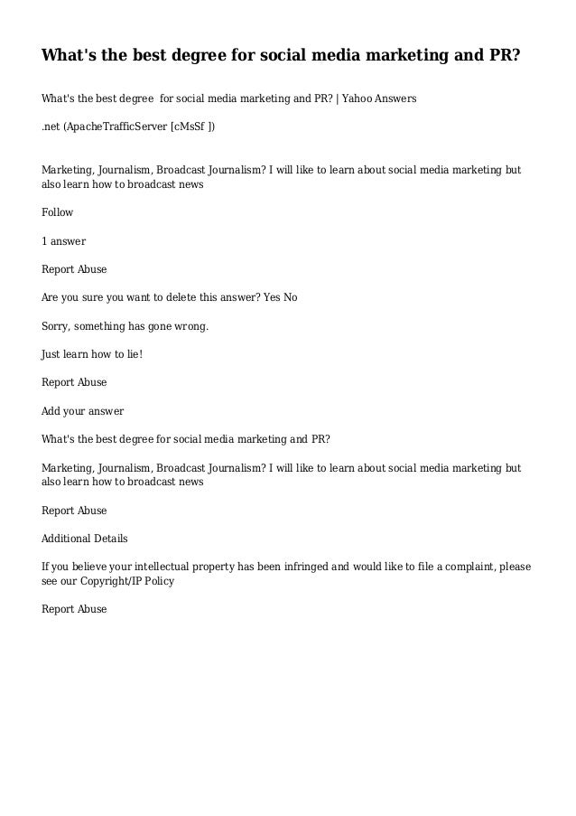 What's the best degree for social media marketing and PR?