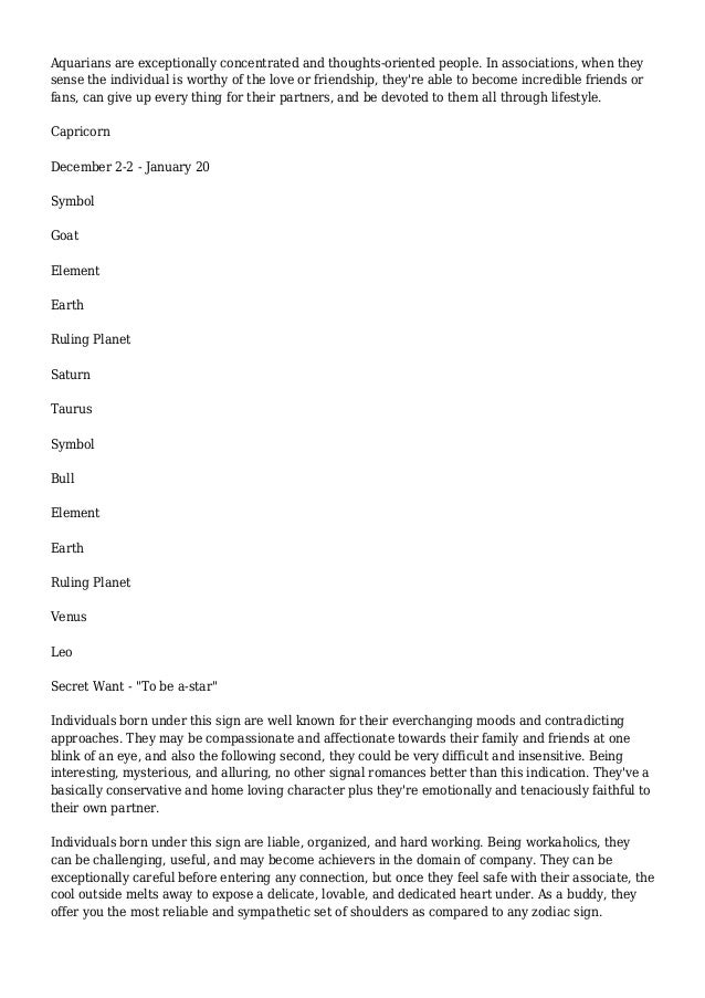 Zodiac dates and signs