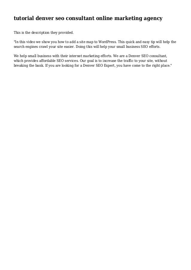tutorial denver seo consultant online marketing agency