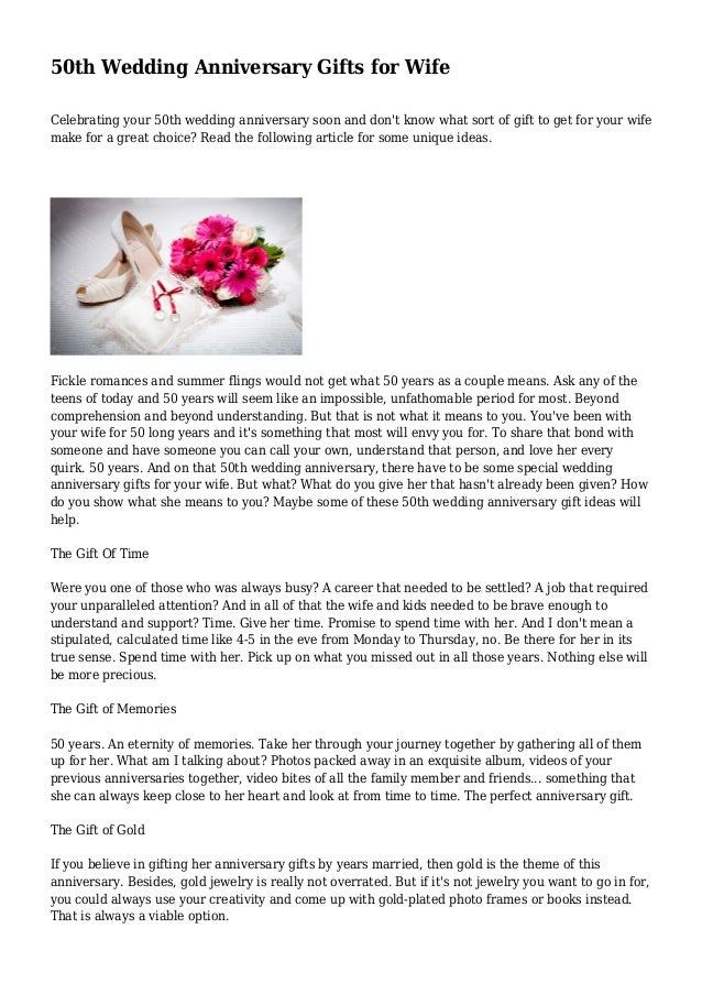 50th Wedding Anniversary Gifts for WifeCelebrating your 50th wedding ...