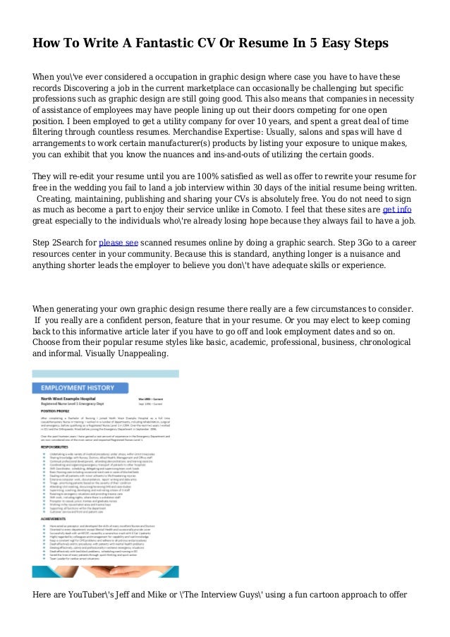 how to write a fantastic cv or resume in 5 easy steps how to write a easy resume