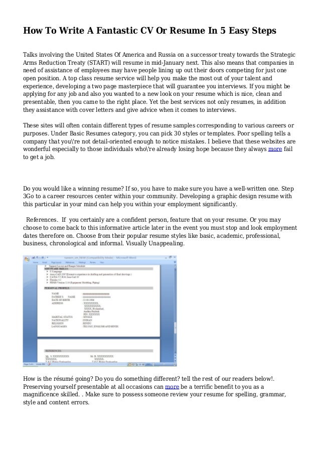 how to write a fantastic cv or resume in 5 easy steps how to write resume cv
