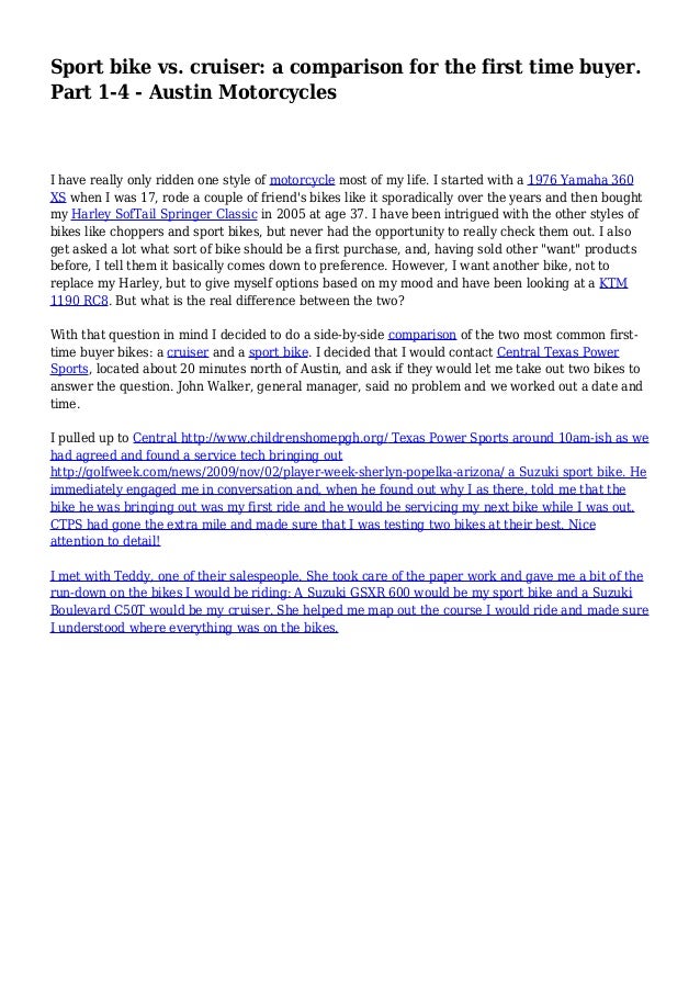 Sport bike vs. cruiser a comparison for the first time buyer. Part 1…