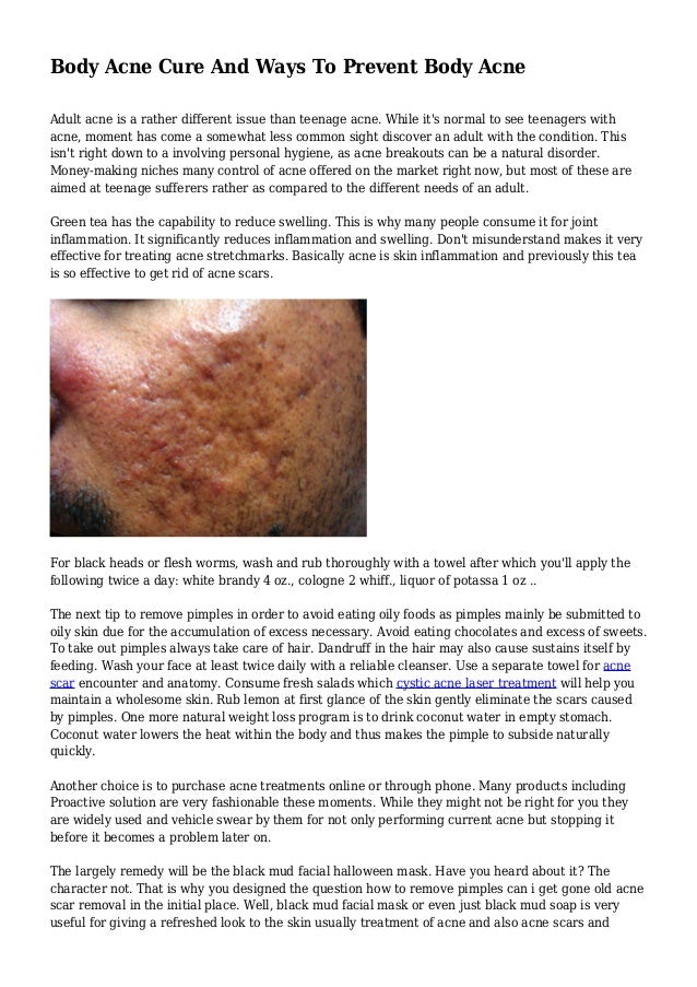 Body Acne Cure And Ways To Prevent Body Acne