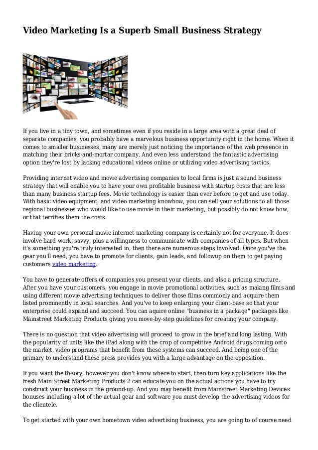 Video Marketing Is a Superb Small Business Strategy