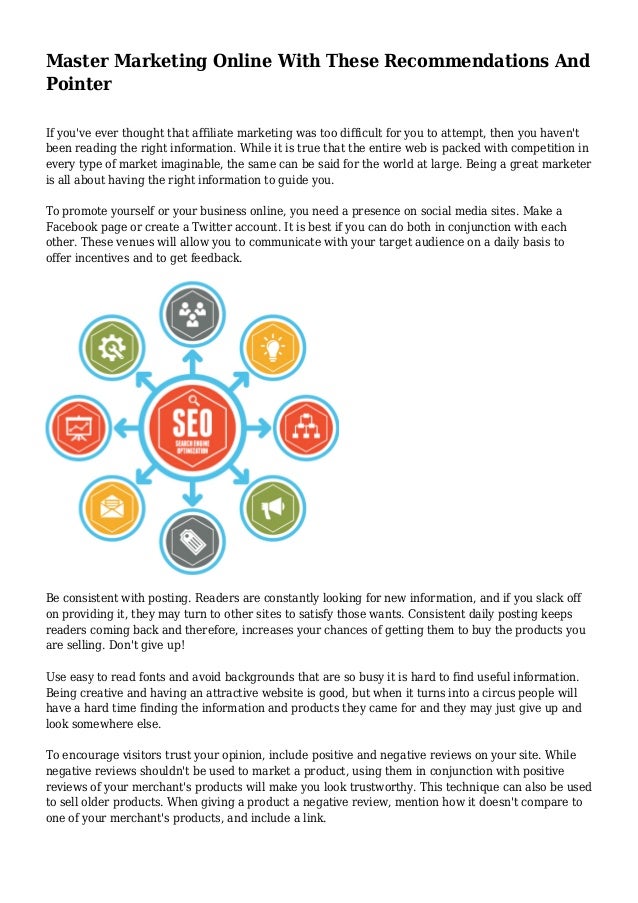 Master Marketing Online With These Recommendations And Pointer Master Marketing Online With These Recommendations And Pointer