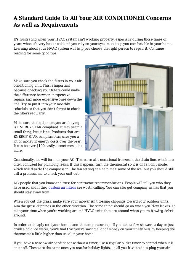 A Standard Guide To All Your AIR CONDITIONER Concerns As well as Requ…