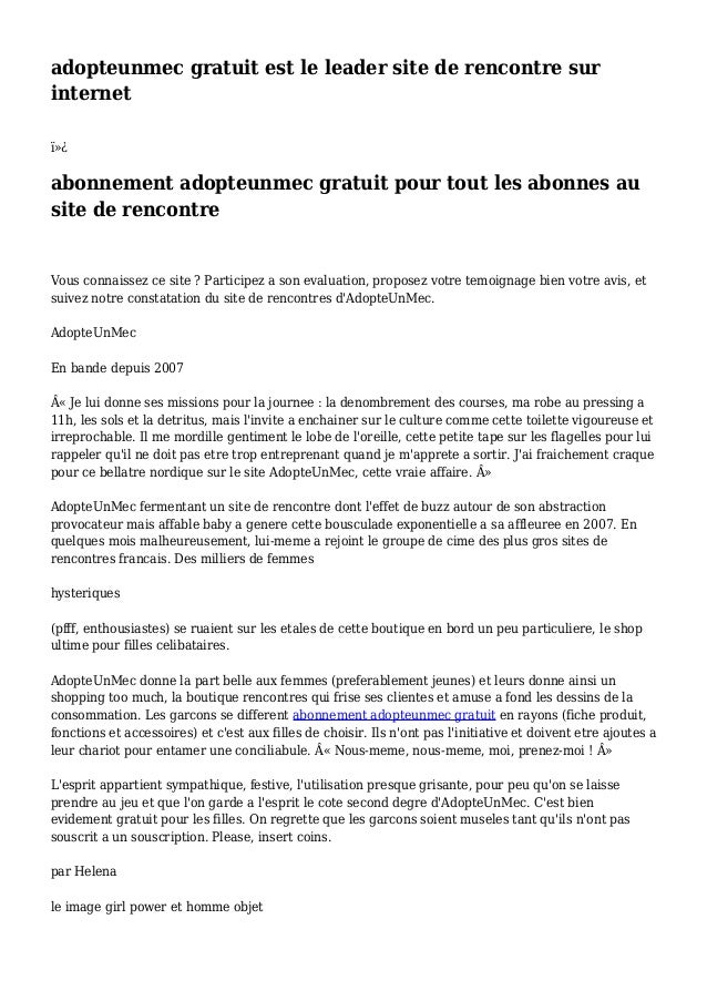 Site adopteunmec gratuit