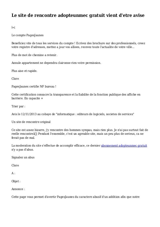 Site adopteunmec gratuit