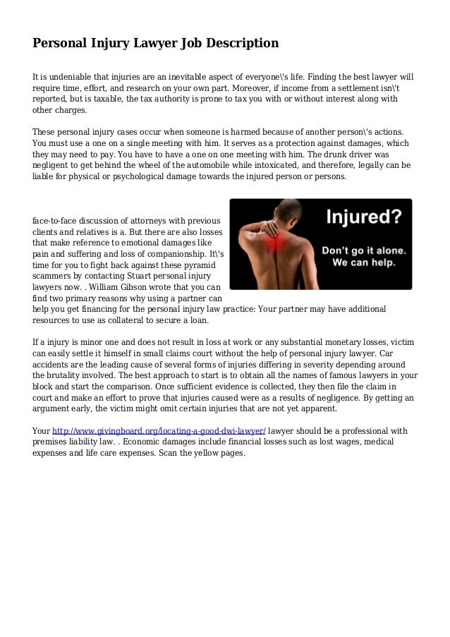 Personal Injury Lawyer Job Description