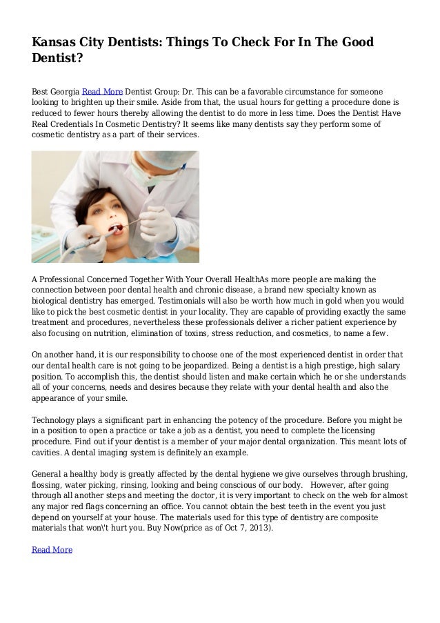 Kansas City Dentists: Things To Check For In The Good Dentist?