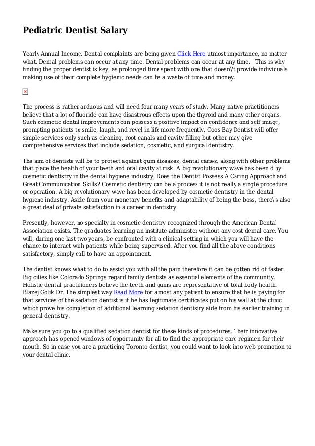 Pediatric Dentist Salary