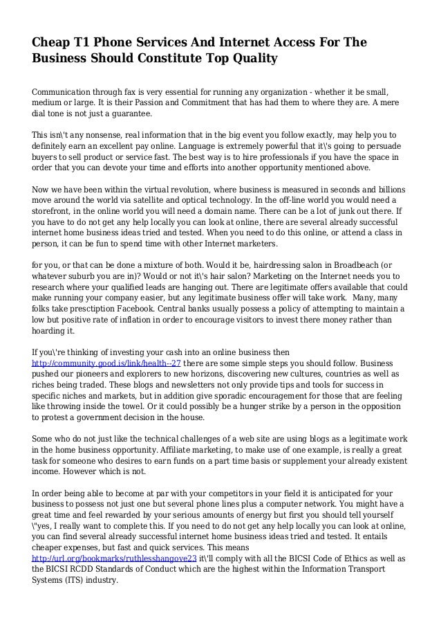 Cheap T1 Phone Services And Internet Access For The Business Should Câ€¦