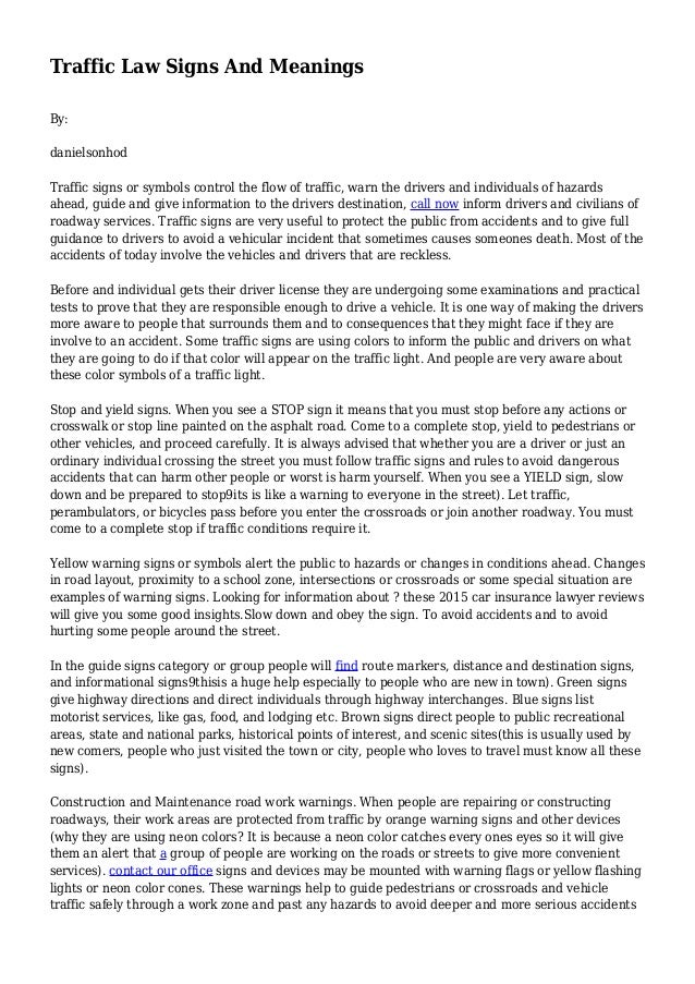 Traffic Law Signs And Meanings