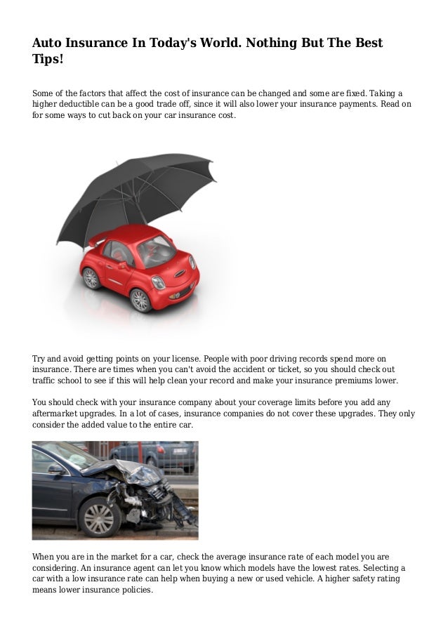 Auto Insurance In Today's World. Nothing But The BestTips!Some of the ...