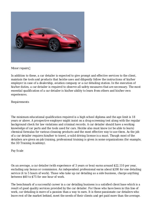 Can car hand detail job Understood car hand detail job something