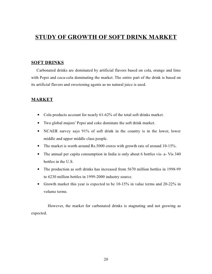 Consumer questionnaire for soft drinks