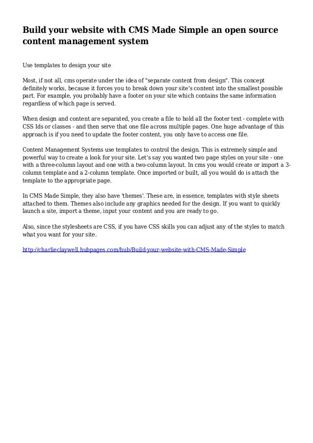Build your website with CMS Made Simple an open source content manageâ¦
