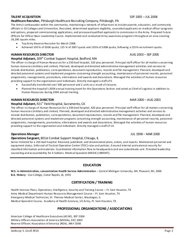 college recruiter resume