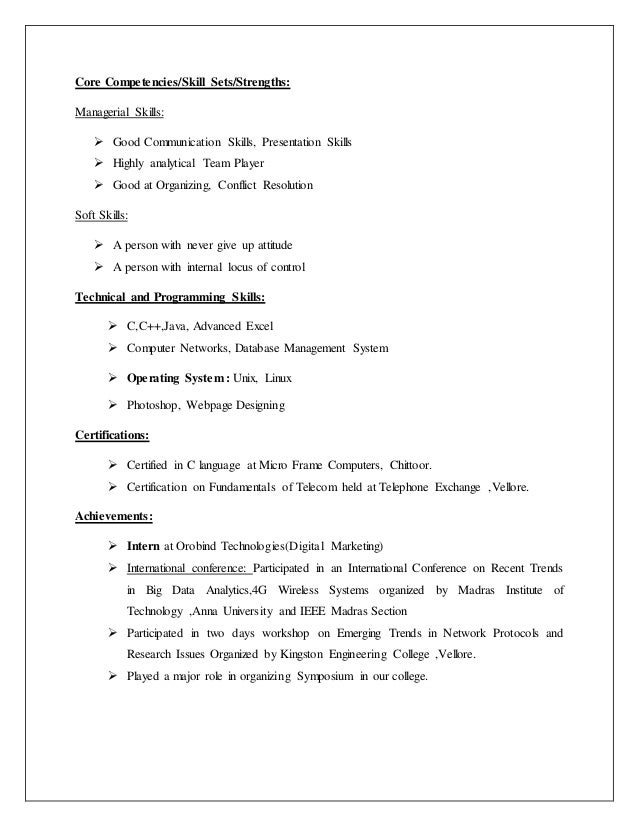 list of skill sets for resumes