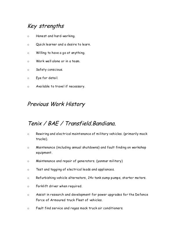 key strengths resume