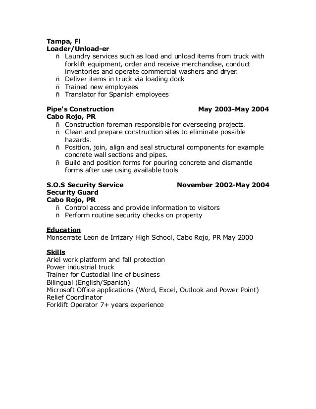Dock loader resume
