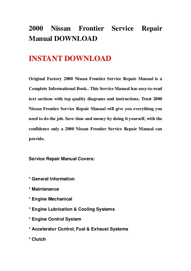 Frontier manual nissan repair #7