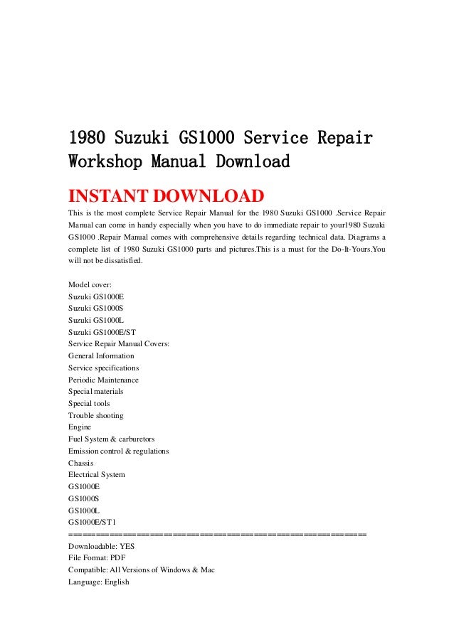 1980 suzuki gs1000 service repair workshop manual download