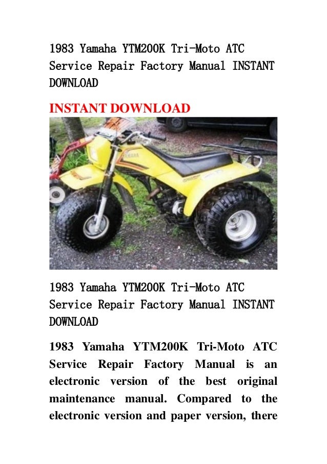 Yamaha Ytm Tri Moto Repair Manual Yamaha Ytm Tri Moto Repair Manual