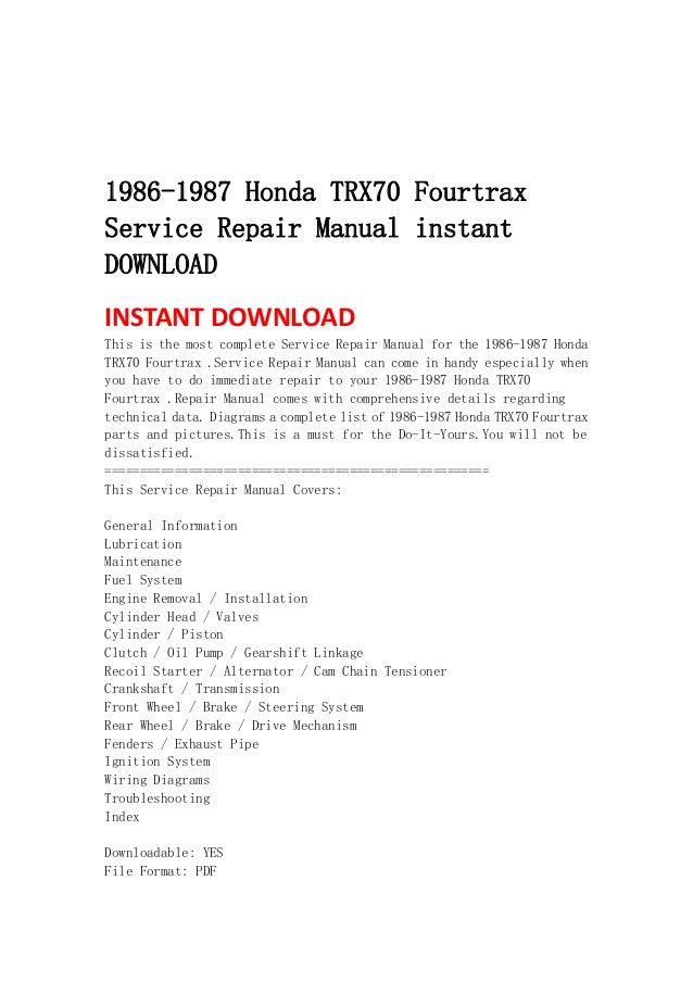 Download Honda Trx Repair Manuals Download 1985 2011 | 2016 Car 