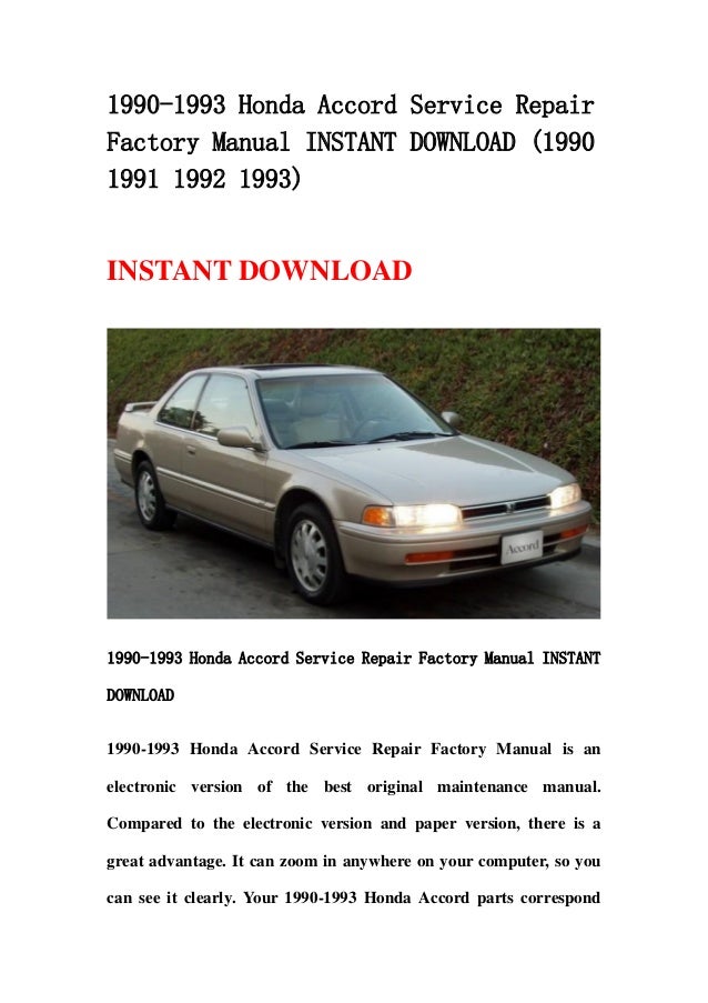 2001 Honda Accord Manual Download