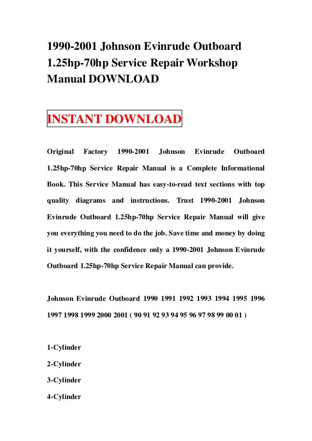Service Manual For 1998 Johnson Outboard