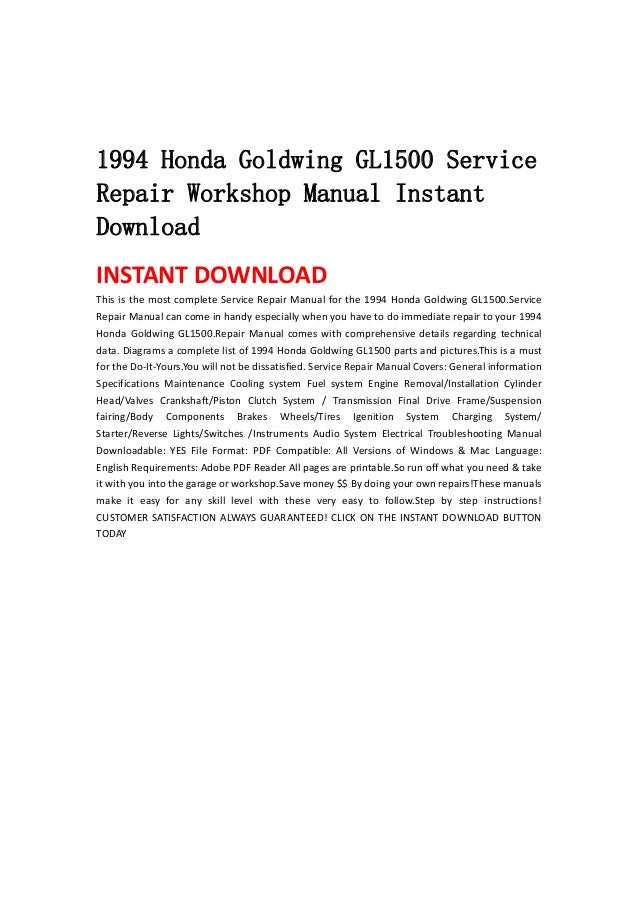 1994 Honda goldwing owners manual #3