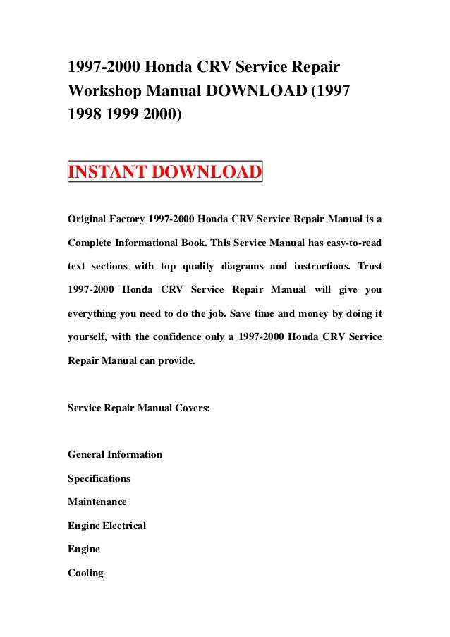 Free honda crv service manual Free honda crv service manual