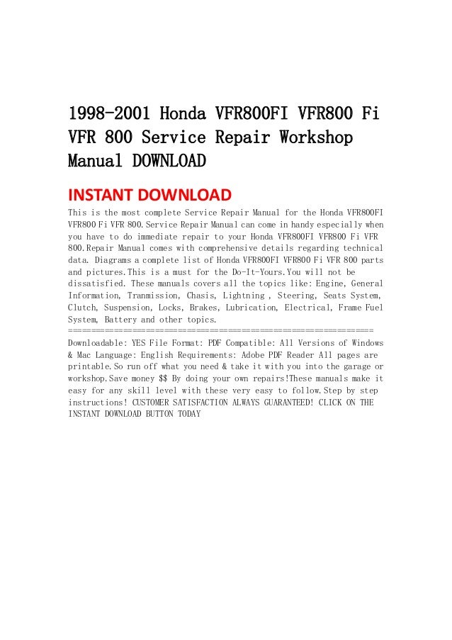 Honda vfr 800 workshop manual download #7