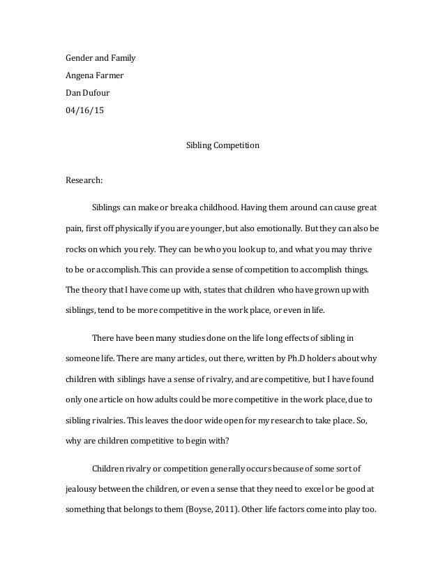 sibling rivalry research papers sibling rivalry research papers