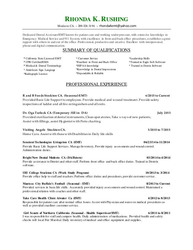 emt basic resumes