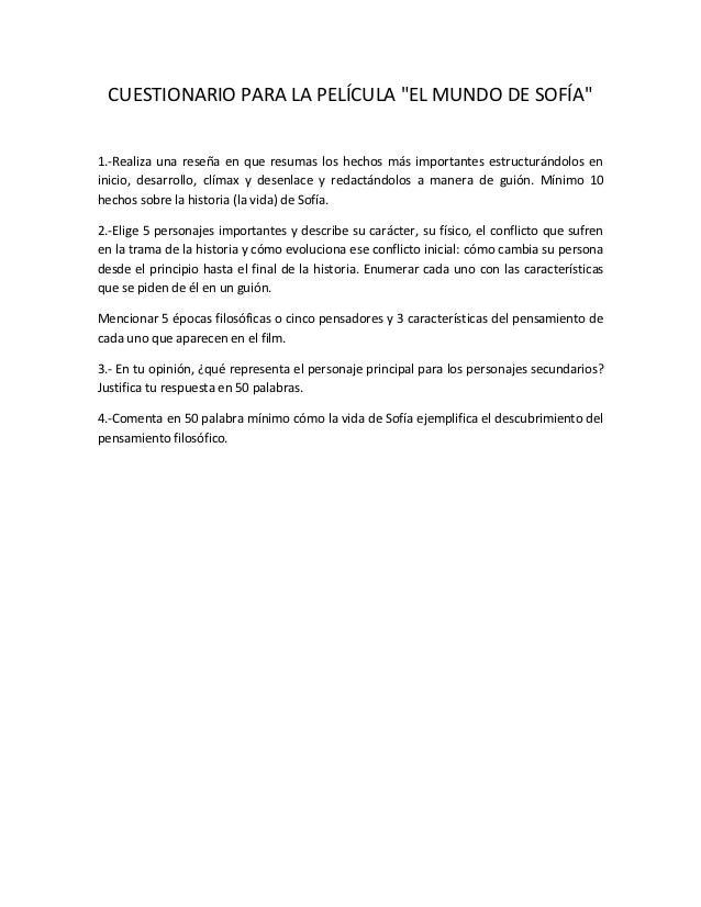 LA PELICULA DE EL MUNDO DE SOFIA la pelicula de el mundo de sofia: