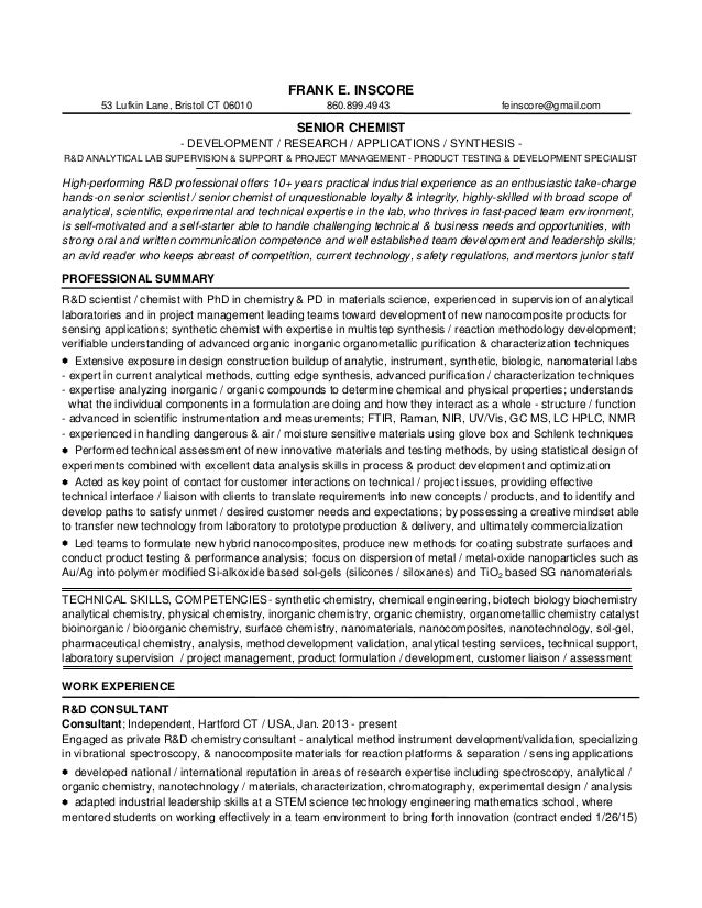 Phd chemistry resume