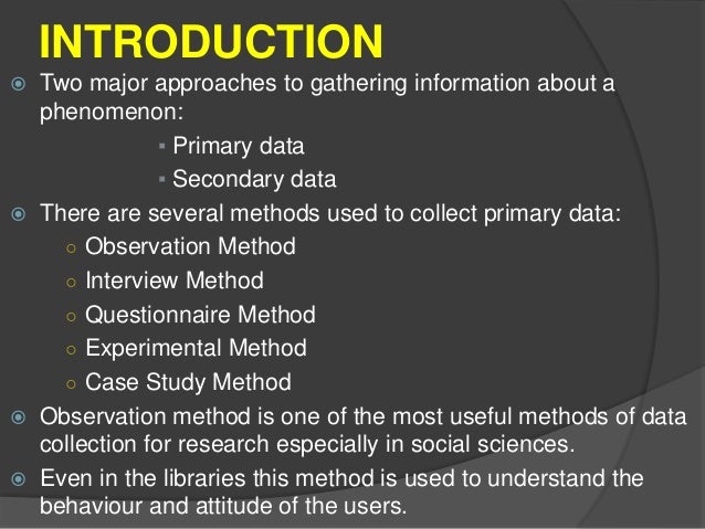Observation methods in research methodology