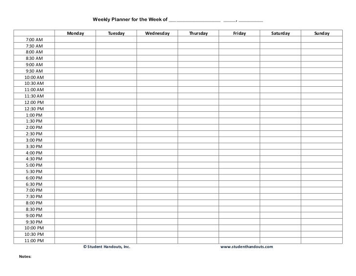 template weekly planner