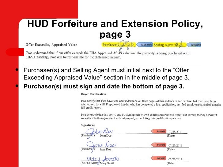 hud fha appraised value statement forfeiture earnest money deposit
