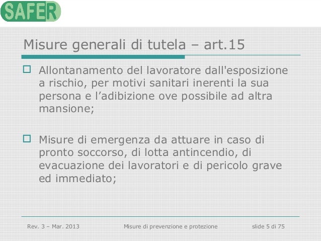 Misure di prevenzione e protezione in materia di salute e sicurezza s…