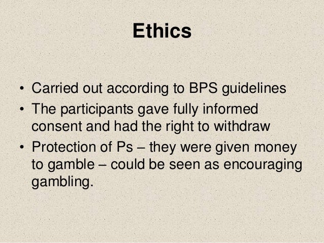 Griffiths gambling study ethics