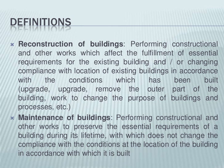 Building Construction Class 2. definitions